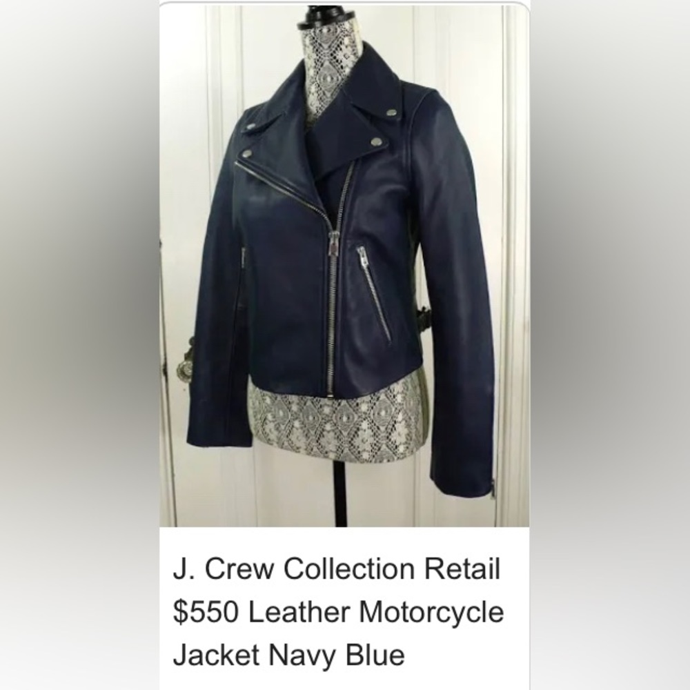 J. Crew Black Leather Jacket with Classic Moto Design